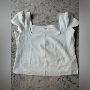Maeve Anthropologie Womens Top Size Medium Textured Square Neck Puff Sleeve